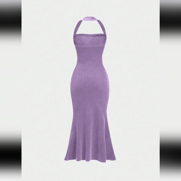 🆕️🥻Shein Velvet Ruched Halter Dress, Lavender/Purple - XS - Picture 1 of 13
